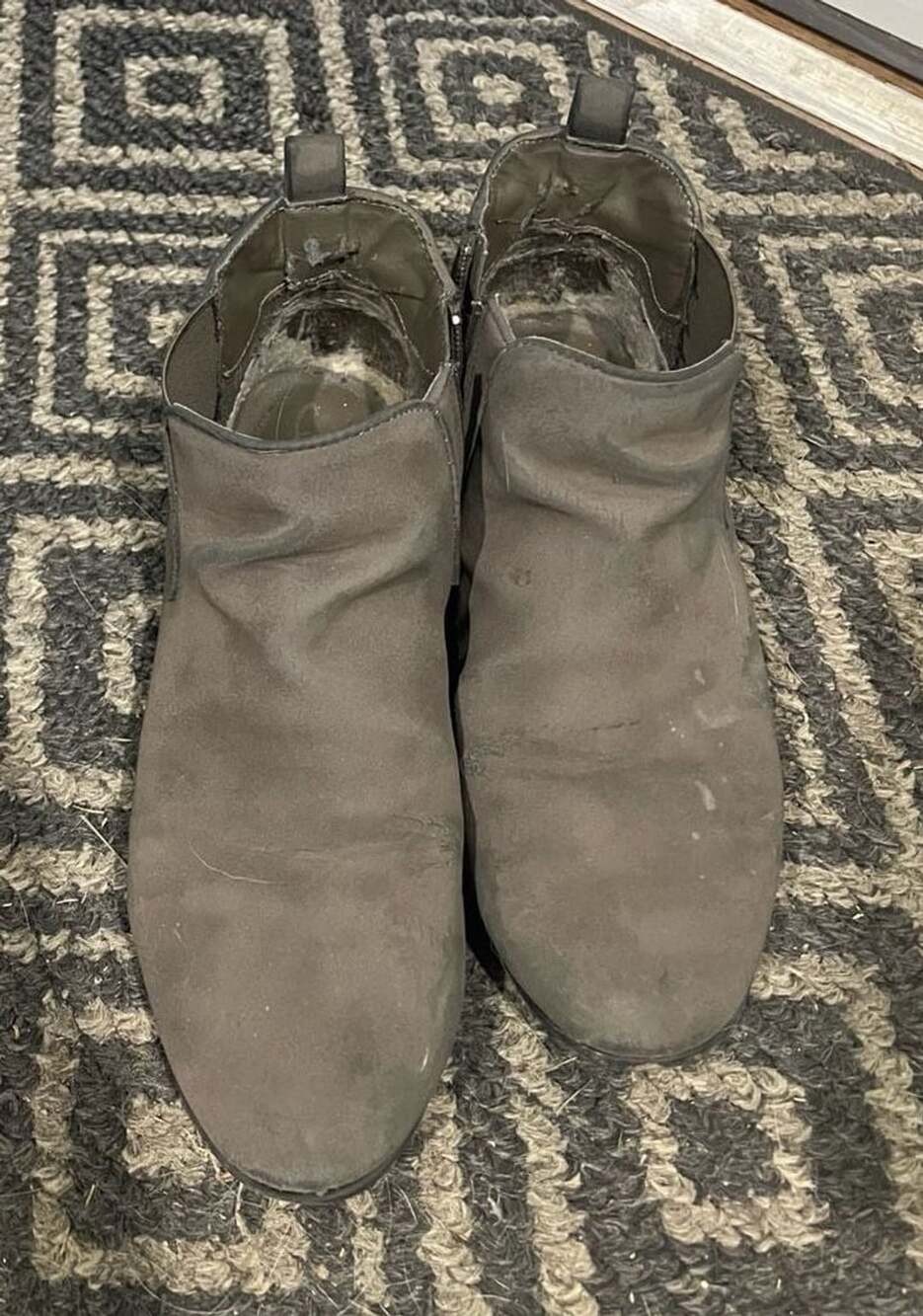 Gray Chelsea Ankle Boots with Side Zipper